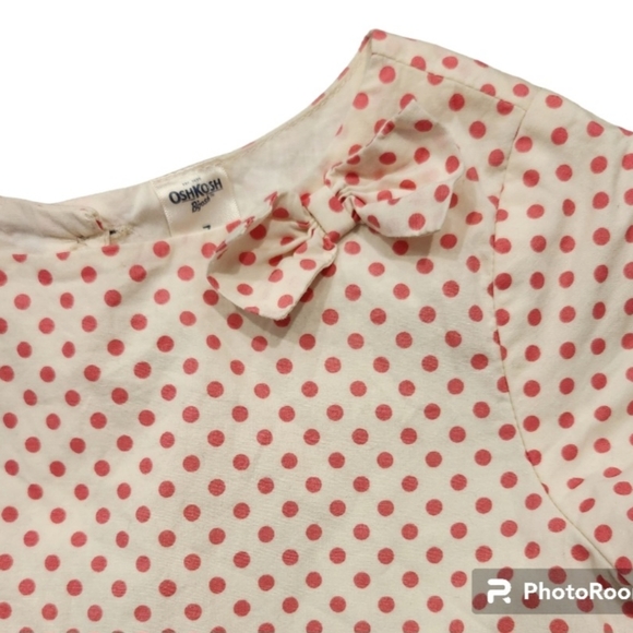Oshkosh Dress Pink and White Polka Dot Girls 100% Cotton Dress - Picture 2 of 7